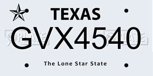 GVX4540 Texas License Plate
