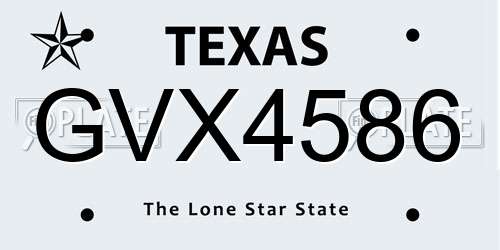 GVX4586 Texas License Plate