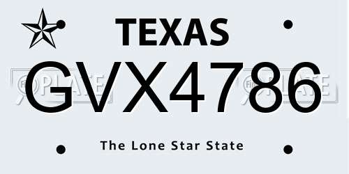 GVX4786 Texas License Plate
