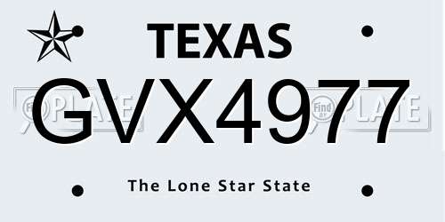 GVX4977 Texas License Plate