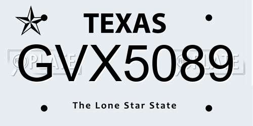GVX5089 Texas License Plate