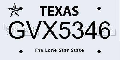 GVX5346 Texas License Plate