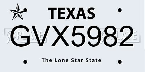 GVX5982 Texas License Plate
