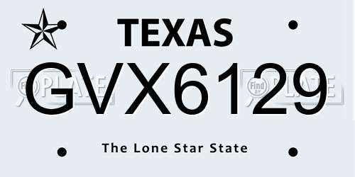 GVX6129 Texas License Plate