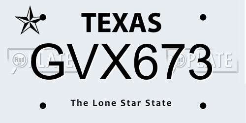 GVX673 Texas License Plate
