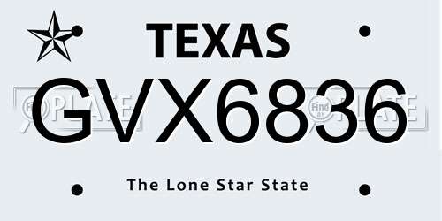 GVX6836 Texas License Plate