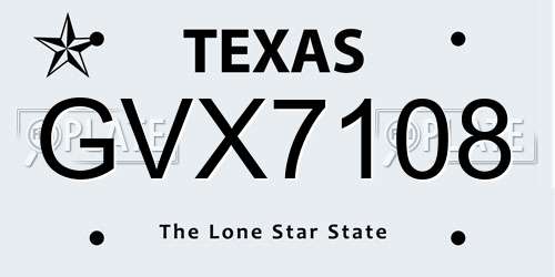 GVX7108 Texas License Plate