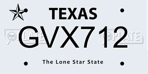 GVX712 Texas License Plate