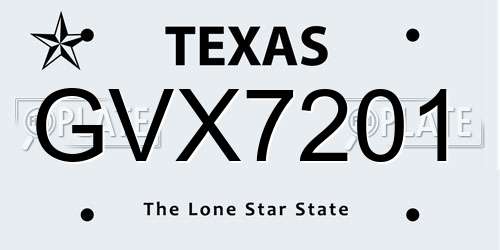 GVX7201 Texas License Plate
