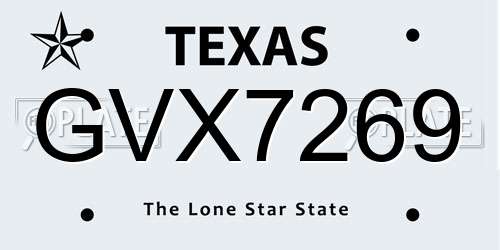 GVX7269 Texas License Plate