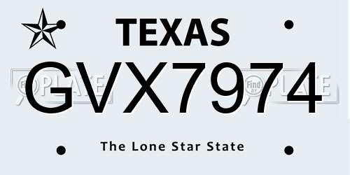 GVX7974 Texas License Plate