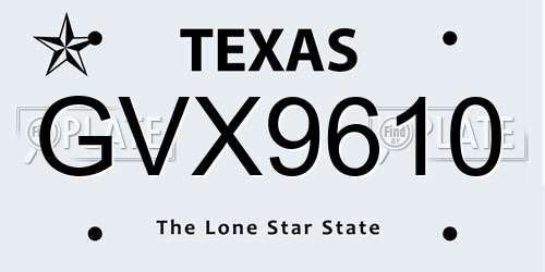 GVX9610 Texas License Plate