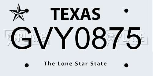 GVY0875 Texas License Plate