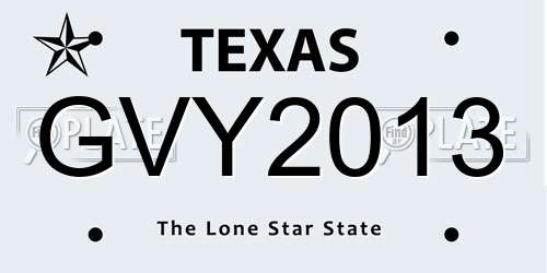 GVY2013 Texas License Plate