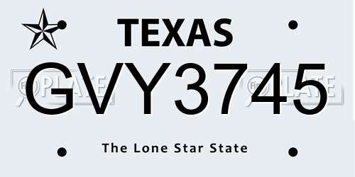 GVY3745 Texas License Plate