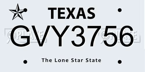 GVY3756 Texas License Plate