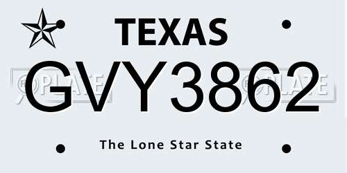 GVY3862 Texas License Plate