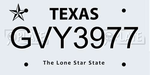 GVY3977 Texas License Plate
