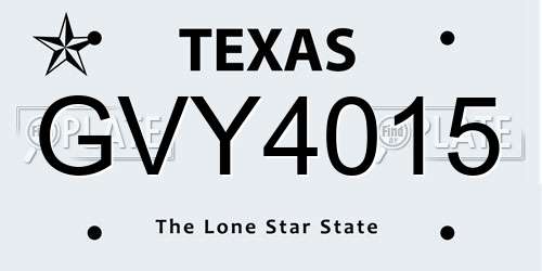 GVY4015 Texas License Plate