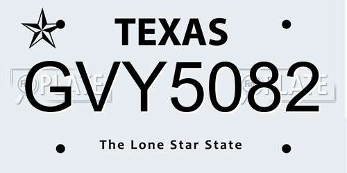 GVY5082 Texas License Plate