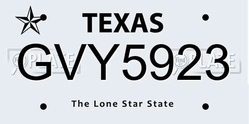GVY5923 Texas License Plate