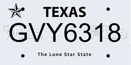 GVY6318 Texas License Plate