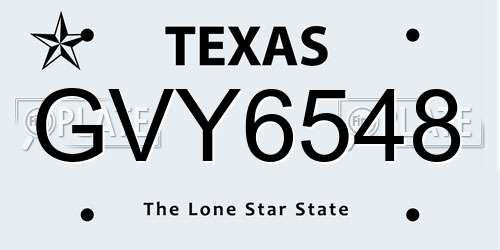 GVY6548 Texas License Plate