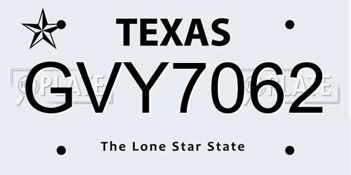 GVY7062 Texas License Plate