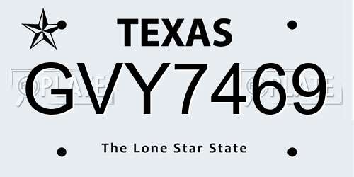 GVY7469 Texas License Plate