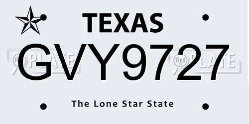 GVY9727 Texas License Plate