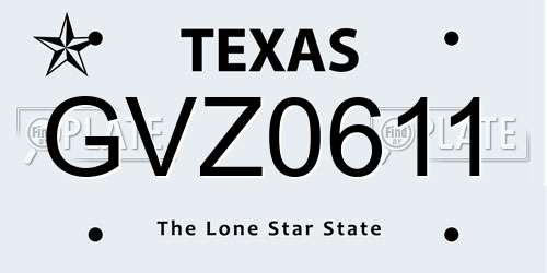 GVZ0611 Texas License Plate