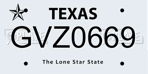 GVZ0669 Texas License Plate