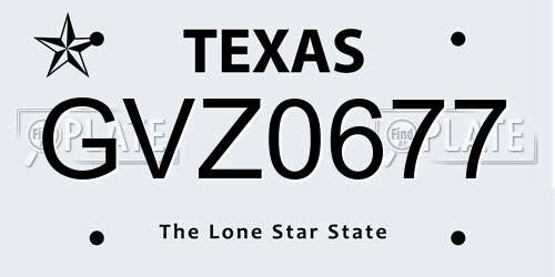 GVZ0677 Texas License Plate
