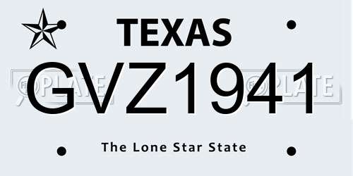 GVZ1941 Texas License Plate