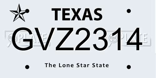 GVZ2314 Texas License Plate