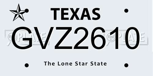 GVZ2610 Texas License Plate