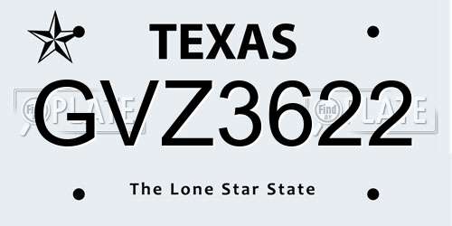 GVZ3622 Texas License Plate