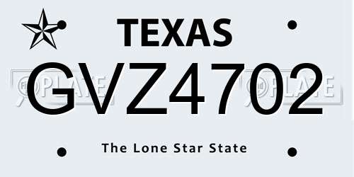 GVZ4702 Texas License Plate