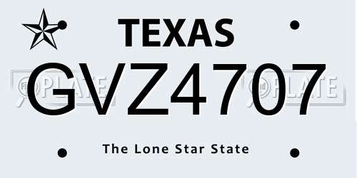 GVZ4707 Texas License Plate