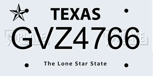 GVZ4766 Texas License Plate