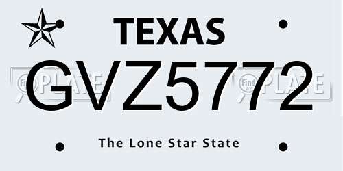 GVZ5772 Texas License Plate
