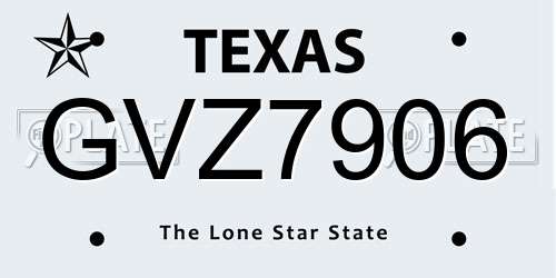 GVZ7906 Texas License Plate