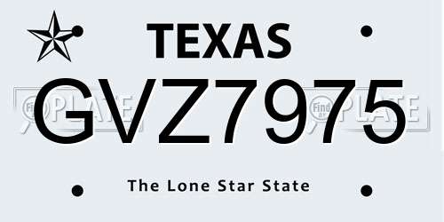 GVZ7975 Texas License Plate
