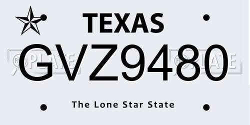 GVZ9480 Texas License Plate