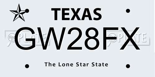 GW28FX Texas License Plate