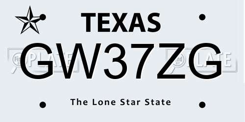 GW37ZG Texas License Plate
