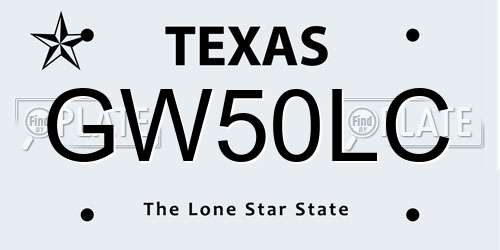 GW50LC Texas License Plate
