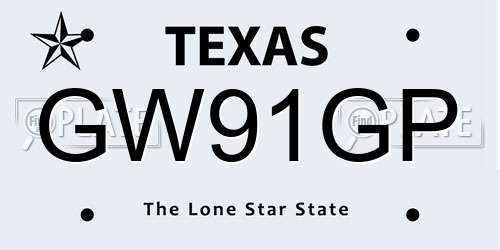 GW91GP Texas License Plate