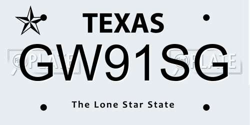 GW91SG Texas License Plate