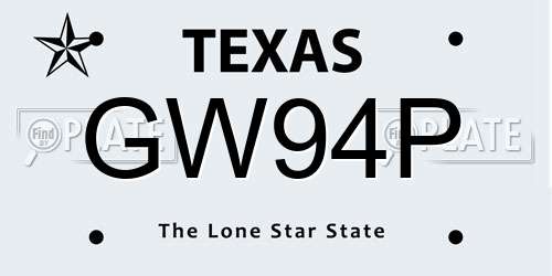 GW94P Texas License Plate